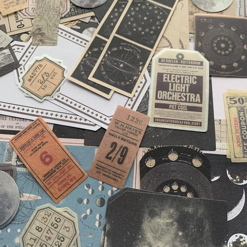 Kit De Pegatinas Vintage Para Diario, Incluye Espacio Y Luna