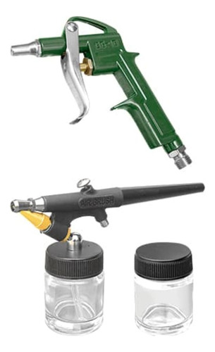 Kit Mini Compresora Enzo Con Aerógrafos Y Accesorios 666-b