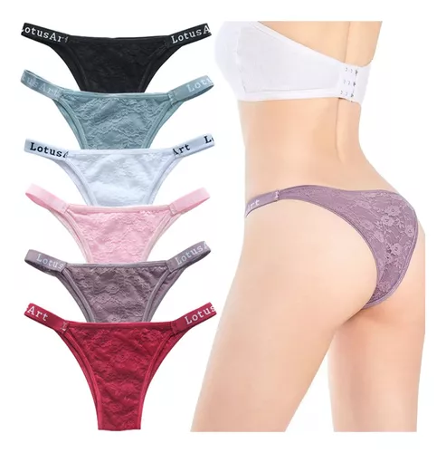 Bragas Sexy Tanga De Transpirables Encaje Para Mujer 6pzs