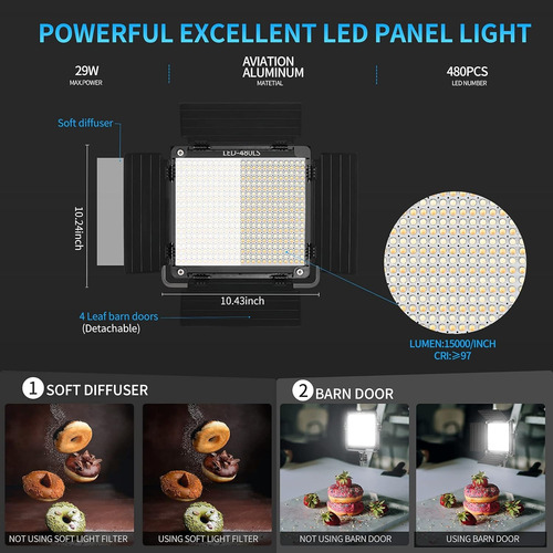 Kit 3 Luces Led Gvm 480 Bicolor 2300k-6800k Cri 97 Factura