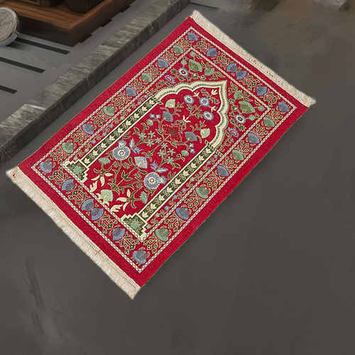 Dormitorio De Alfombra De Oración Con Bordado Popular Rojo