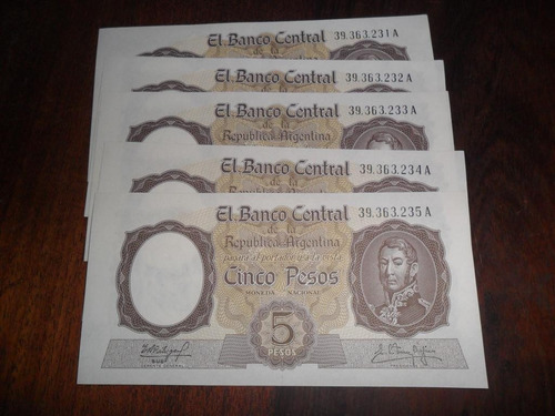 Billete Cinco Pesos San Martin Sin Circular Moneda Billetes