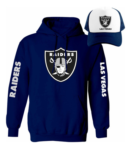 Kit Sudadera + Gorra Sublimada Mod Nfl Las Vegas Raiders