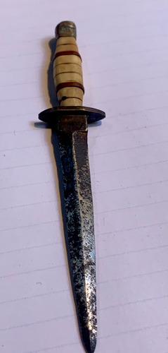 Antiguo Mini Puñal Tipo Daga Mujer Toledano Marfil Y Marrón (Usado)