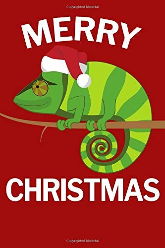 Merry Christmas Chameleon With Santa Hat Blanked Lined 100 P