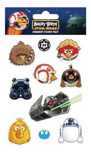 Lote De 10 Stickers Angry Birds Pack Star Wars Para Regalos