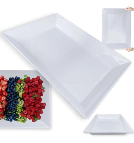 Travessa Retangular Funda 49 Cm Buffet + 2 Tigelas 32,5 Cm