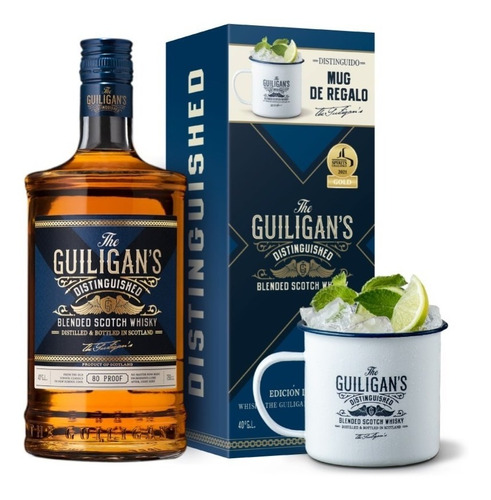 Whisky The Guiligans 750cc + Mug Metálico