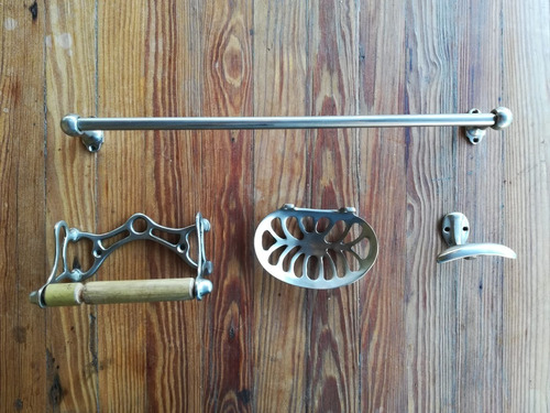 Imagen 2 de 10 de Set Kit Juego Accesorios Para Baño 4 Piezas Bronce Cromado