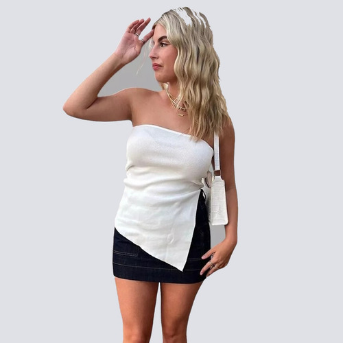 Top Morley Strapless Con Tiras Y Corte Asimetrico