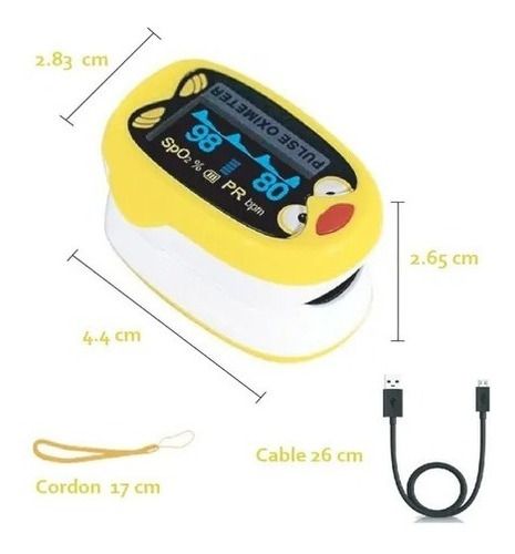 Imagen 2 de 3 de Oximetro Pediatrico Recargable Pulso Para Bebe Hogar