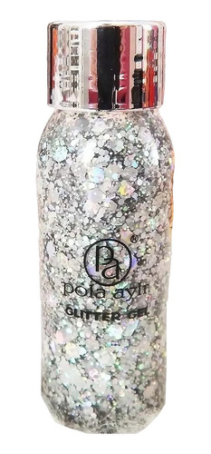 Cola De Sirena Glitter Holografico Sombra En Gel Plateado