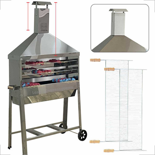 Churrasqueira Inox Coifa Alongada + Higiene Churrasquinho