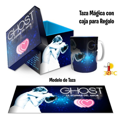 Taza Magica Y Estuche Madera, Ghost La Sombra De Amor +envio