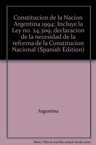 Constitucion 1994 De La Nacion Argentina, De Sin . Serie N/a, Vol. Volumen Unico. Editorial Santillana Argentina, Tapa Blanda, Edición 1 En Español