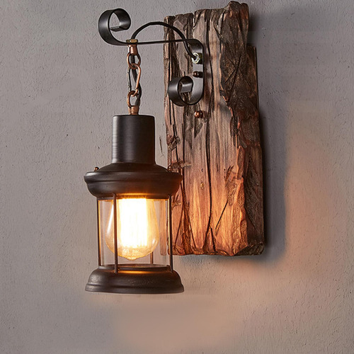 2 Aplique De Pared De Madera Industrial De E27 Base De