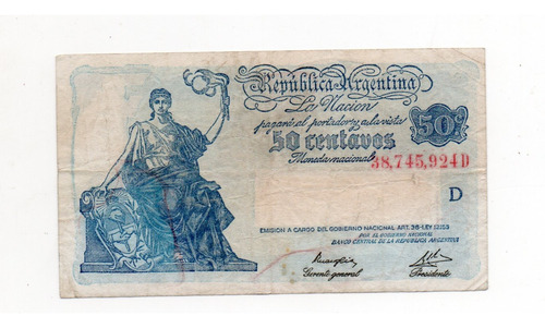 Billete 50 Centavos Moneda Nacional Progreso Bottero 1805