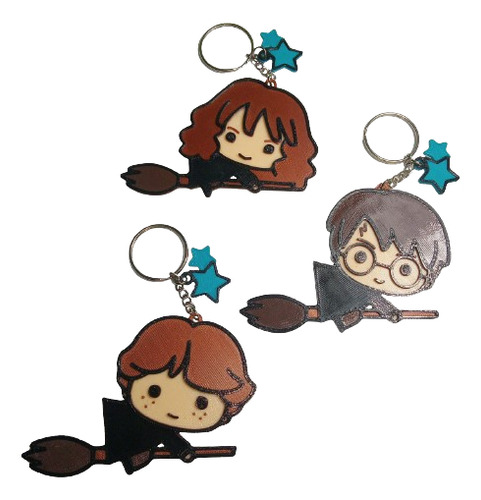 5 Llaveros 3d Souvenir: Harry Potter Ron Hermione +dije!