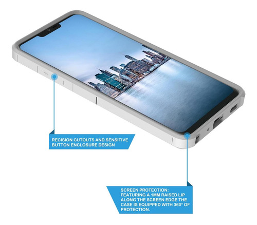 Rosebono Para Lg G7 Thinq Funda, Delgada Híbrida De Doble A Mármol Blanco.