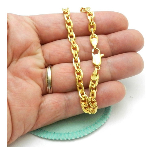 Pulseira Masculina 23cm 5mm Largura Folheada Ouro Pl480 Comprimento 23 Cm Cor Dourado