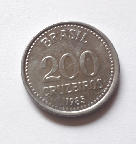 Brasil 200 Cruzeiros Año 1985 Moneda Acero Inoxidable Km#596