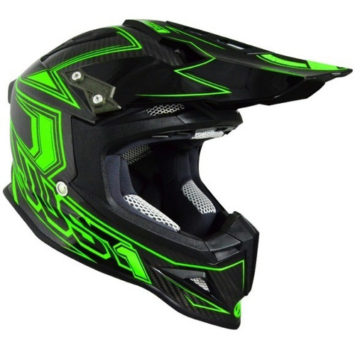 Casco Motocross Enduro Just1 Carbono J12 Verde Fluorescente