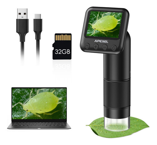 Microscopio Digital Apexel 800x Con Pantalla Lcd 2 Portátil