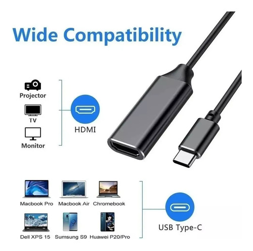 Convertidor De Cable Adaptador Usb-c 3.1 A Hdmi Tipo C