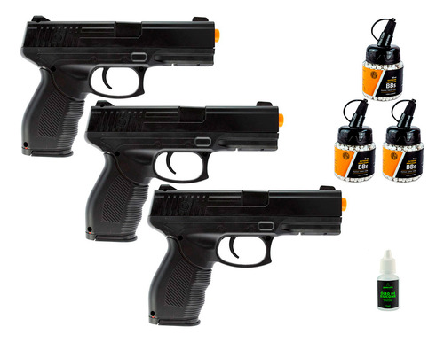 Combo 3 Pistolas Airsoft Pt24/7 Mola Mais Barato + Esferas
