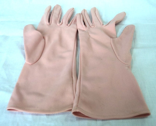 Antiguo Par De Guantes De Mujer Color Rosa G8