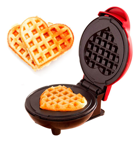 Forma De Waffle Formato Coração Mini Elétrico Weifol Panela