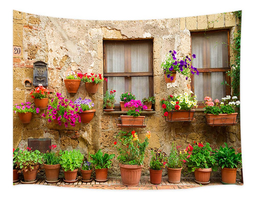 Tapiz Toscano Decoracion Calle Flor Italia Para Pared X