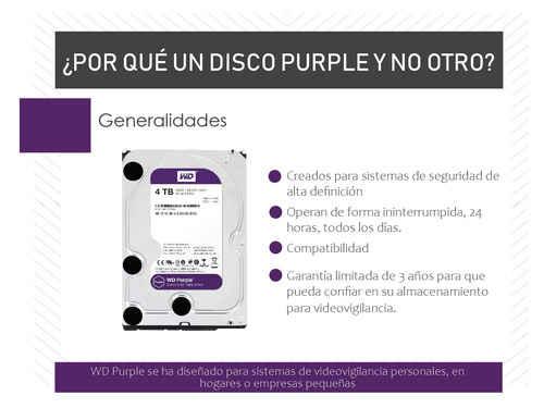 Imagen 2 de 6 de Disco Rigido Wd Western Digital 4tb Surveillance Purple Cctv