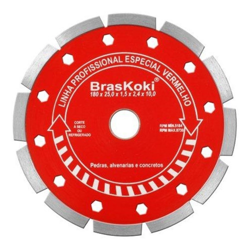 Disco Diamatado Braskoki .180mm Segm. Vermelho C241113