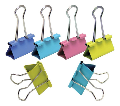 12 Clips De Carpeta De Colores De 51 Mm