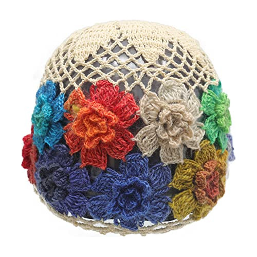 Gorro Calado De Calavera De Crochet De Algodón Para Mujer