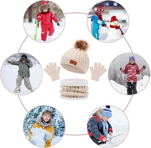 Conjunto Gorro Para Niños,gorro Punto De Invierno Calentador
