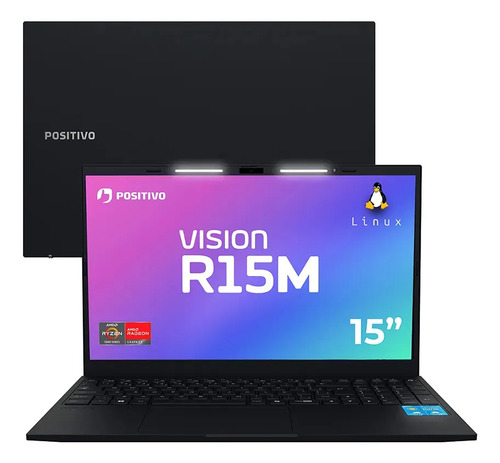Notebook Positivo Vision R15M AMD Ryzen 3-7330U Linux 8GB RAM 256GB SSD Wi-Fi 6 Tela 15” Full HD IPS Antirreflexo - Minitela - Permite up...
