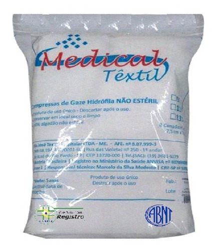 Imagem 3 de 3 de Compressas De Gazes 13 Fios C/500 + Brinde ( Kit 10 Pct )