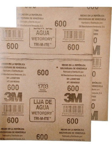 Lija De Agua 3m Original Grano N° 600 (precio Por 2 Pliegos)