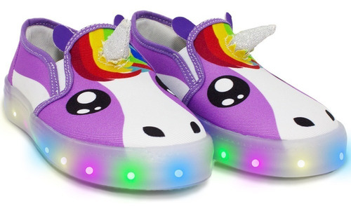 Imagen 6 de 10 de Tenis Led Luminoso Niña Unicornio, Envío Gratis Inmediato