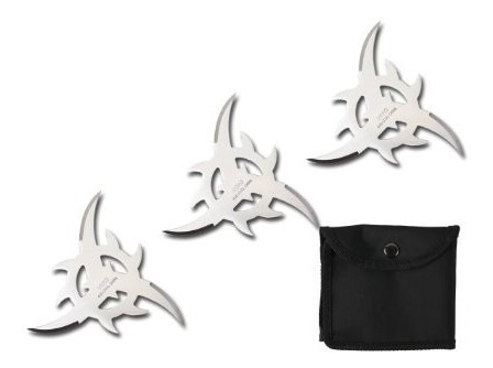 Imagen 3 de 6 de Set 3 Pzas Shuriken Estrella Ninja 10 Cms Full 3 Puntas