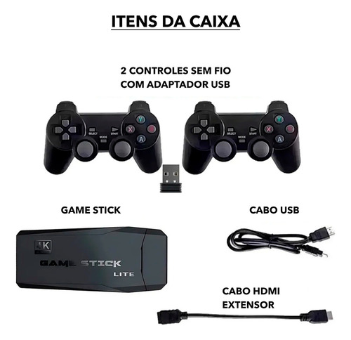 Adaptador Hdmi Video Game Stick + 22 Mil Jogos Lite 4k Retro
