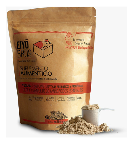 Proteina Vegana Chocolate Eiyo Bros 600 Gr Vainilla 22 Gr
