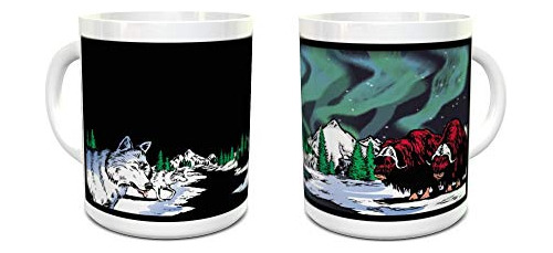 Taza Mgica Alaska - Cambia De Color - Lobos - Auroras - Rega