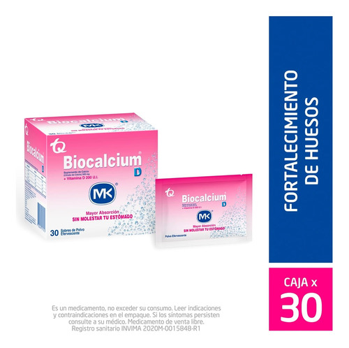Biocalcium D Mk Polvo Efervecente Caja X 30 Sobres