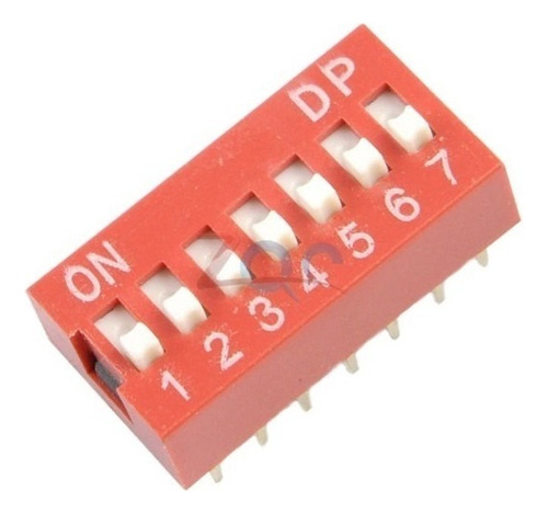 Pack X5 Interruptor Dip Switch 7 Posiciones 2.5mm Rojo