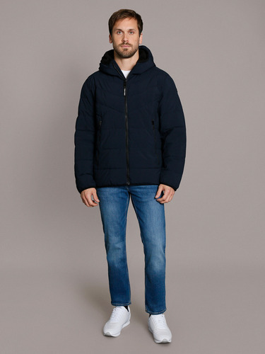 Parka Con Gorro Stretch Azul Calvin Klein