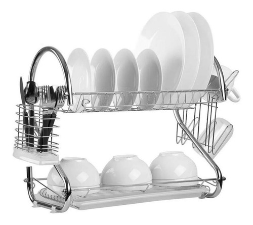 Imagen 4 de 6 de Secaplatos Escurridor De Platos 2 Niveles Con Bandeja Cocina