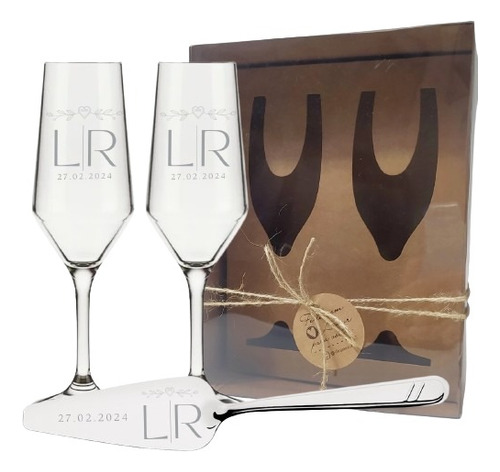 Kit 2 Taças Com Espátula Personalizada + Caixa